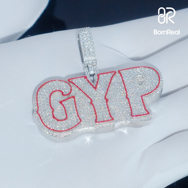 Custom VVS Moissanite Diamond Enamel Name Pendant For Rapper(复制)