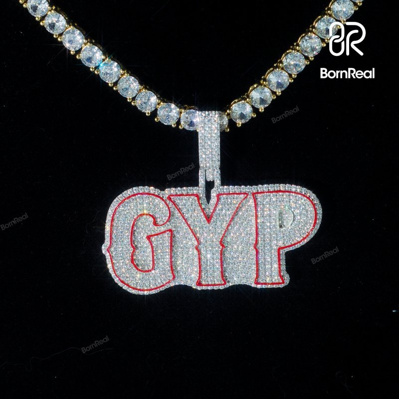 Custom VVS Moissanite Diamond Enamel Name Pendant For Rapper(复制)