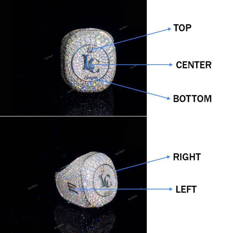 Custom VVS Moissanite Diamond Letter Name Logo Champion Iced Out Hip Hop Ring For Men