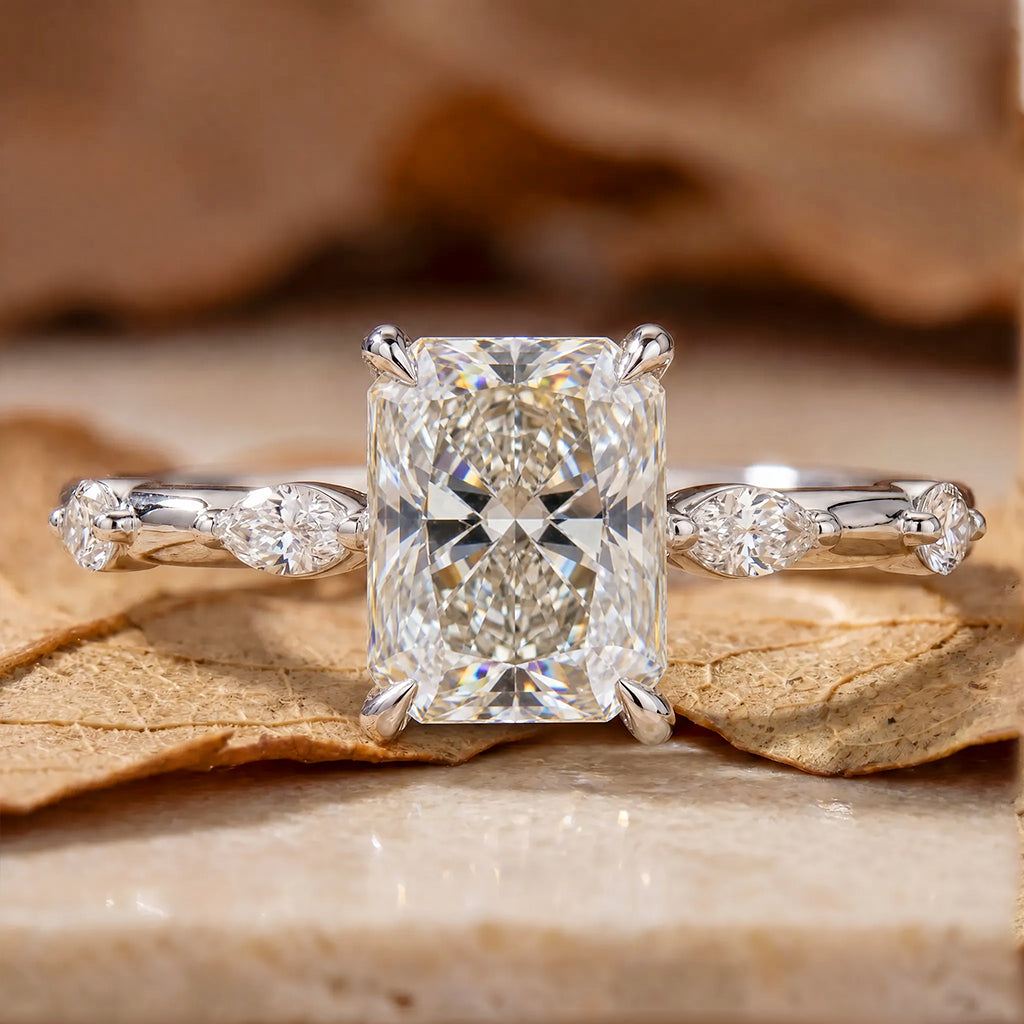 R0951-2 Radiant Cut Art Deco Pavé Band Ring