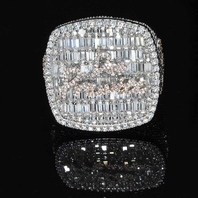 High - end Custom VVS Baguette Moissanite Diamond Champion Men's Rings Signature Rings