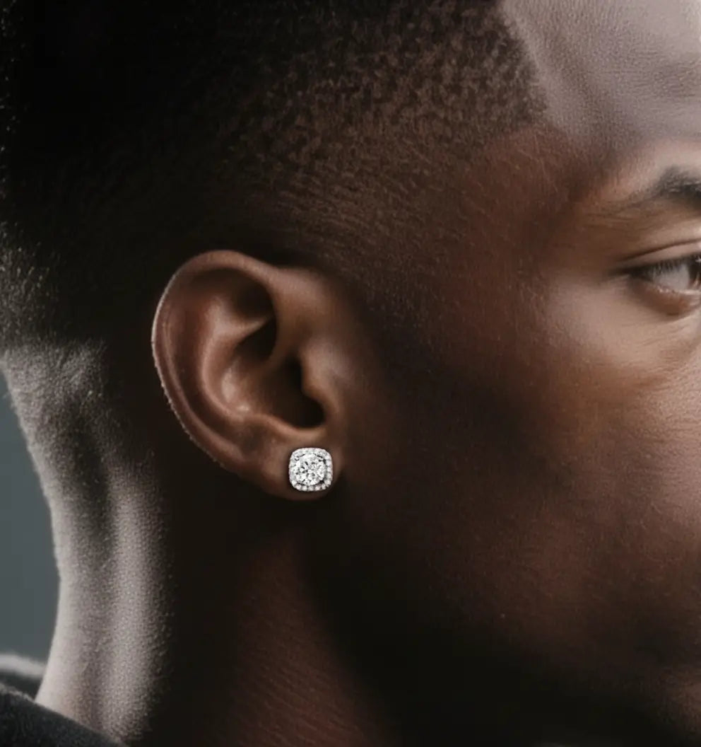 Iced Out Stud Earrings 925 Silver Custom Jewelry