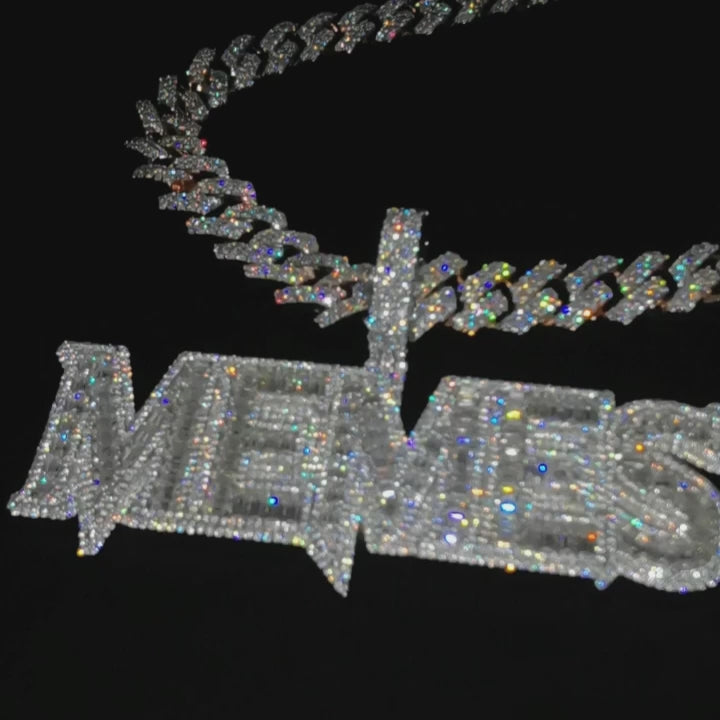 Custom Moissanite Hip Hop Baguette Cut Diamond "MEMES" Letter Pendant Custom 925 Silver 10K/14K/18K Real Gold Diamond Rapper Jewelry