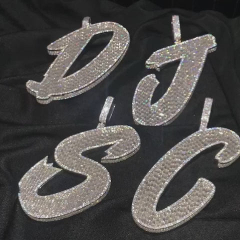 Custom Baguette Moissanite Letter Chain Iced Out Pendant Custom 925 Silver 10K/14K/18K Real Gold Diamond Rapper Jewelry