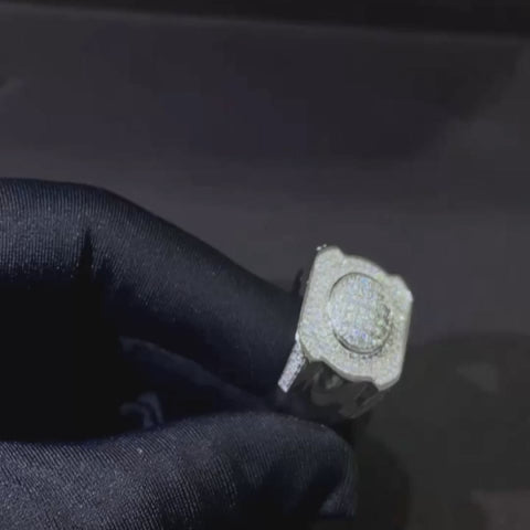 White Gold Iced Out Championship Ring with Micro Pave