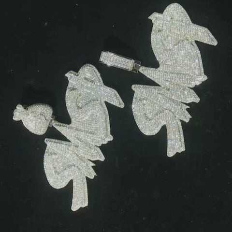Custom Double Layered Iced Out 925 Silver Name Pendant
