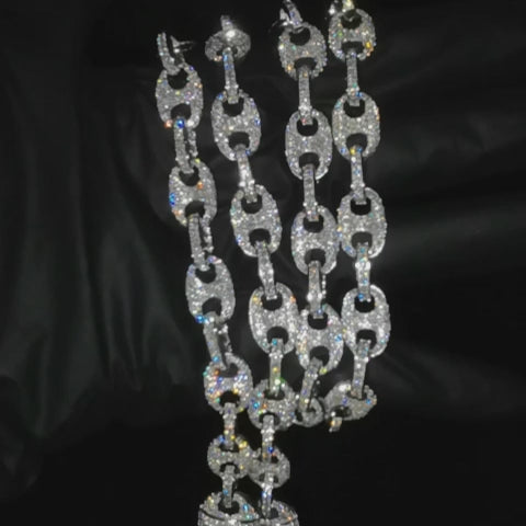 Bracelet à maillons cubains en argent 925 glacé de 8 mm