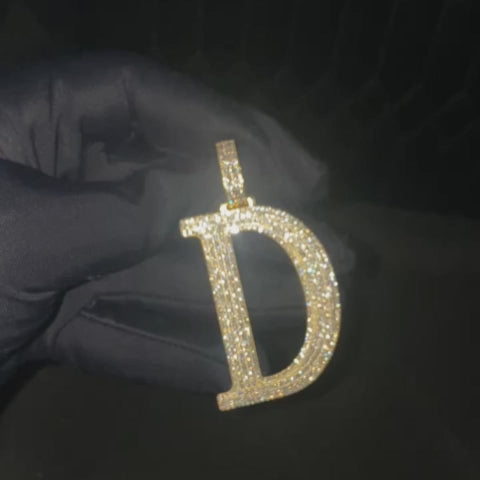 Custom A to Z Initial Hip Hop 925 Silver Moissanite Letter Pendant Custom 925 Silver 10K/14K/18K Real Gold Diamond Rapper Jewelry