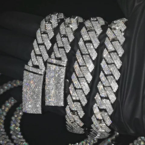 Iced-Out Cuban Link Chain Necklace & Bracelet Exclusive for Black Men Video Display