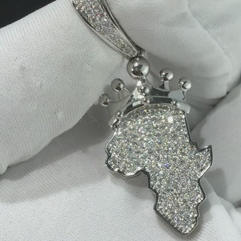 Colgante de mapa de África de plata 925 de 1,5 pulgadas con corona personalizada