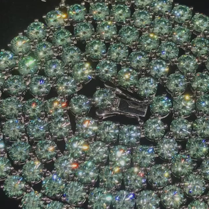 Collier chaîne tennis VVS bleu vert glacé