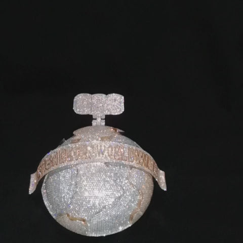 Pendentif personnalisé 3D en forme de globe terrestre glacé en or rose