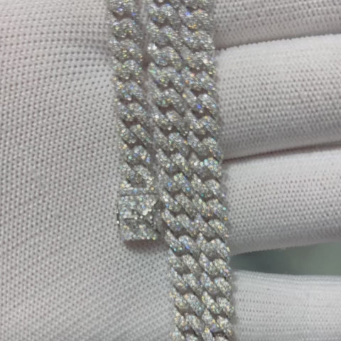 Iced-Out 925 Silver Micro Cuban Chain Necklace All-Match Trendy Style Video