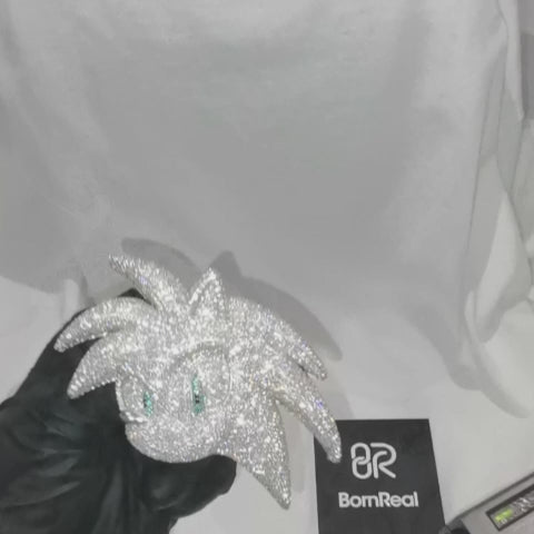 Colgante sónico helado de plata 925 con retrato personalizado