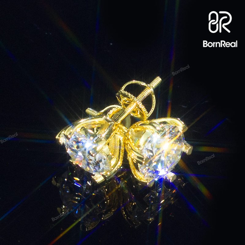 VVS Moissanite Solotaire Stud Earrings(A Pair)