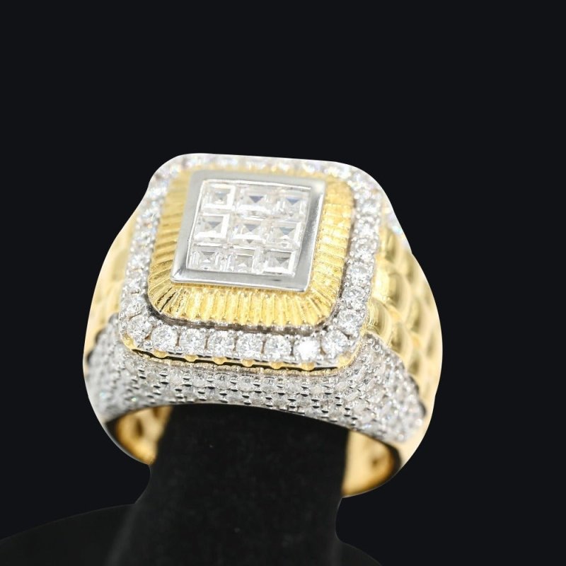 Yellow Gold vvs Moissan Fashion Men's Hip Hop Ring Engagement Ring