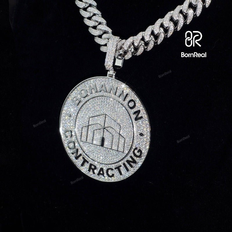 Custom Hip Hop Bling VVS Moissanite Rapper Chain Logo Pendant Bornreal Jewelry - Bornreal Jewelry
