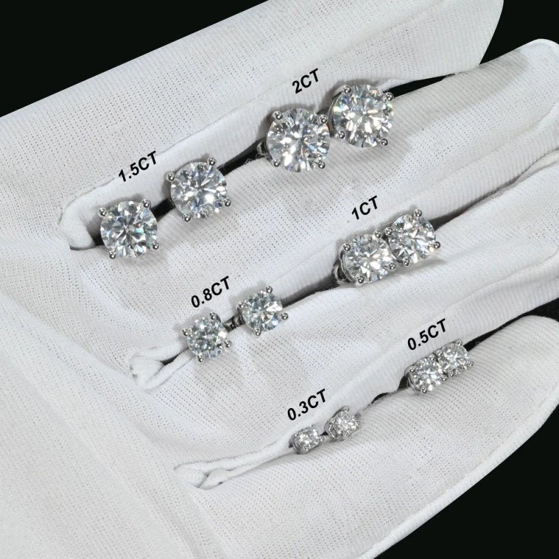 0.6 - 6CT D Color VVS Moissanite Diamond Stud Earring In 10K Gold For Gift（A Pair）