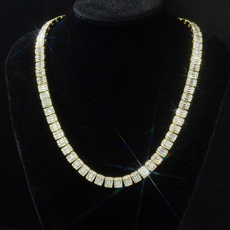 10MM Baguette VVS Moissanite Tennis Necklace