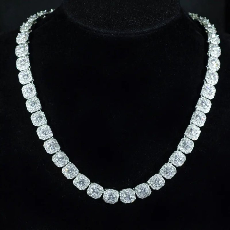 10MM VVS Moissanite Cluster Tennis Chain