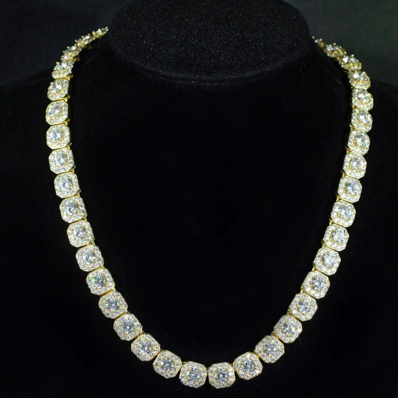 10MM VVS Moissanite Cluster Tennis Chain