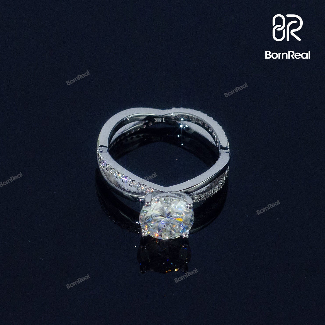 Round Cut Solitaire Engagement Ring Twist Ring Bornreal Jewelry