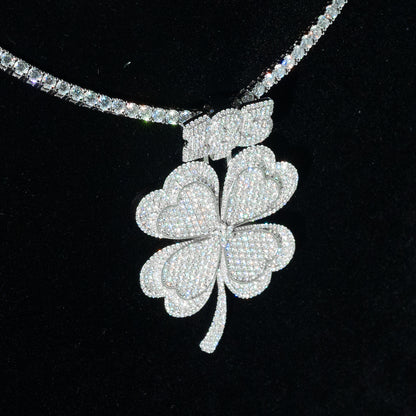 Iced Four-Leaf Clover Pendant