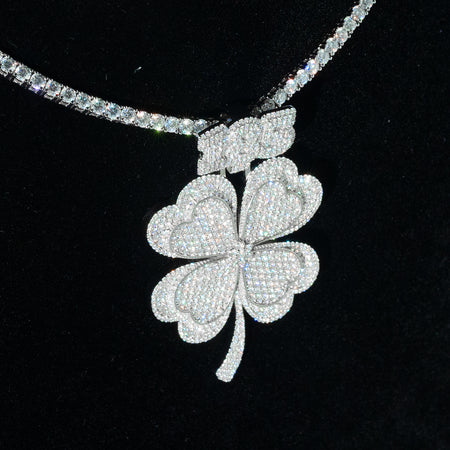 Iced Four-Leaf Clover Pendant