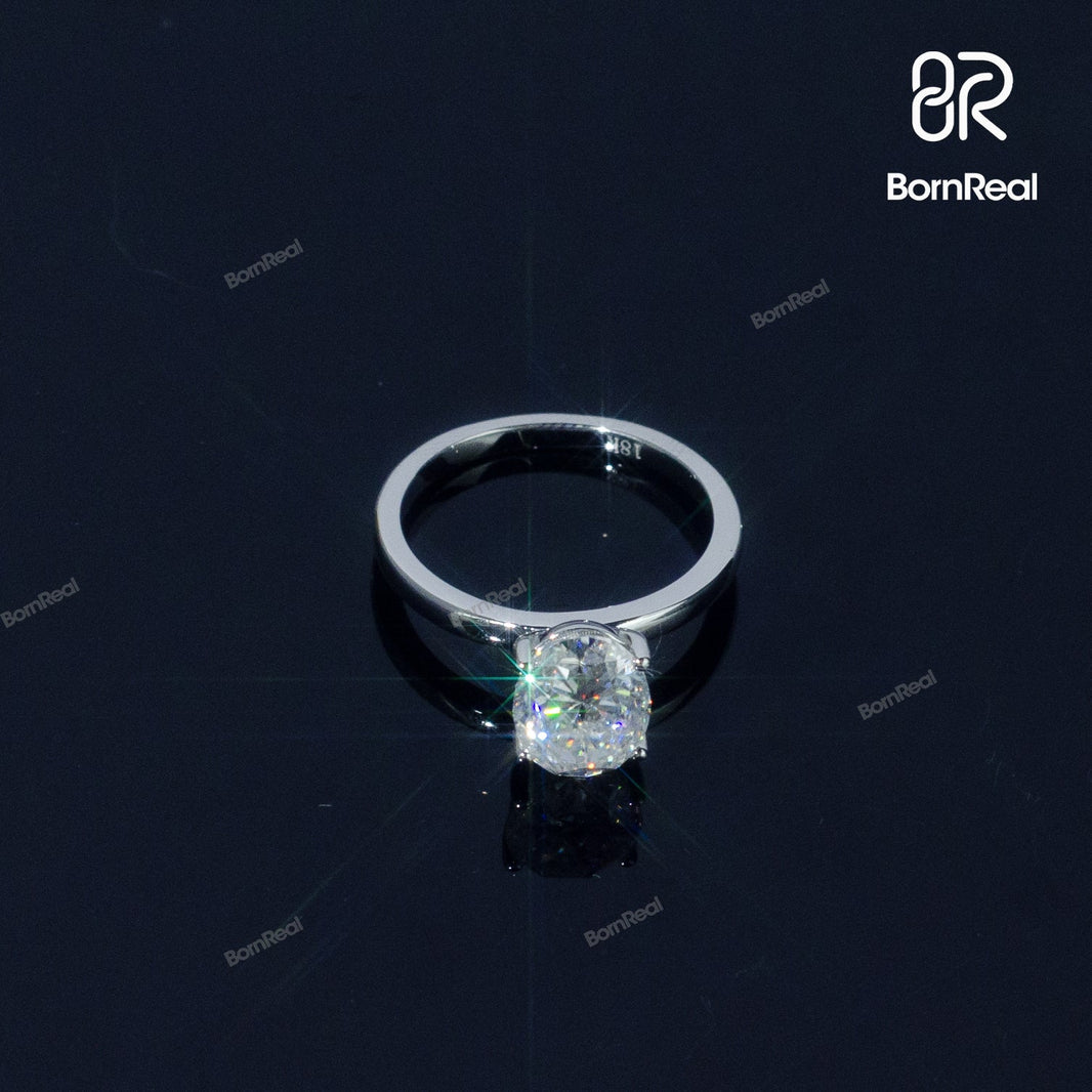 Oval Diamond Solitaire Engagement Ring Wedding Band Bornreal Jewelry