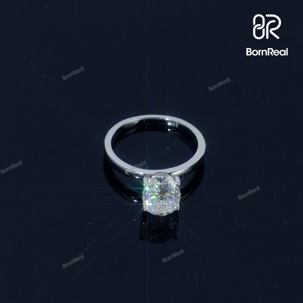 Oval Diamond Solitaire Engagement Ring Wedding Band Bornreal Jewelry