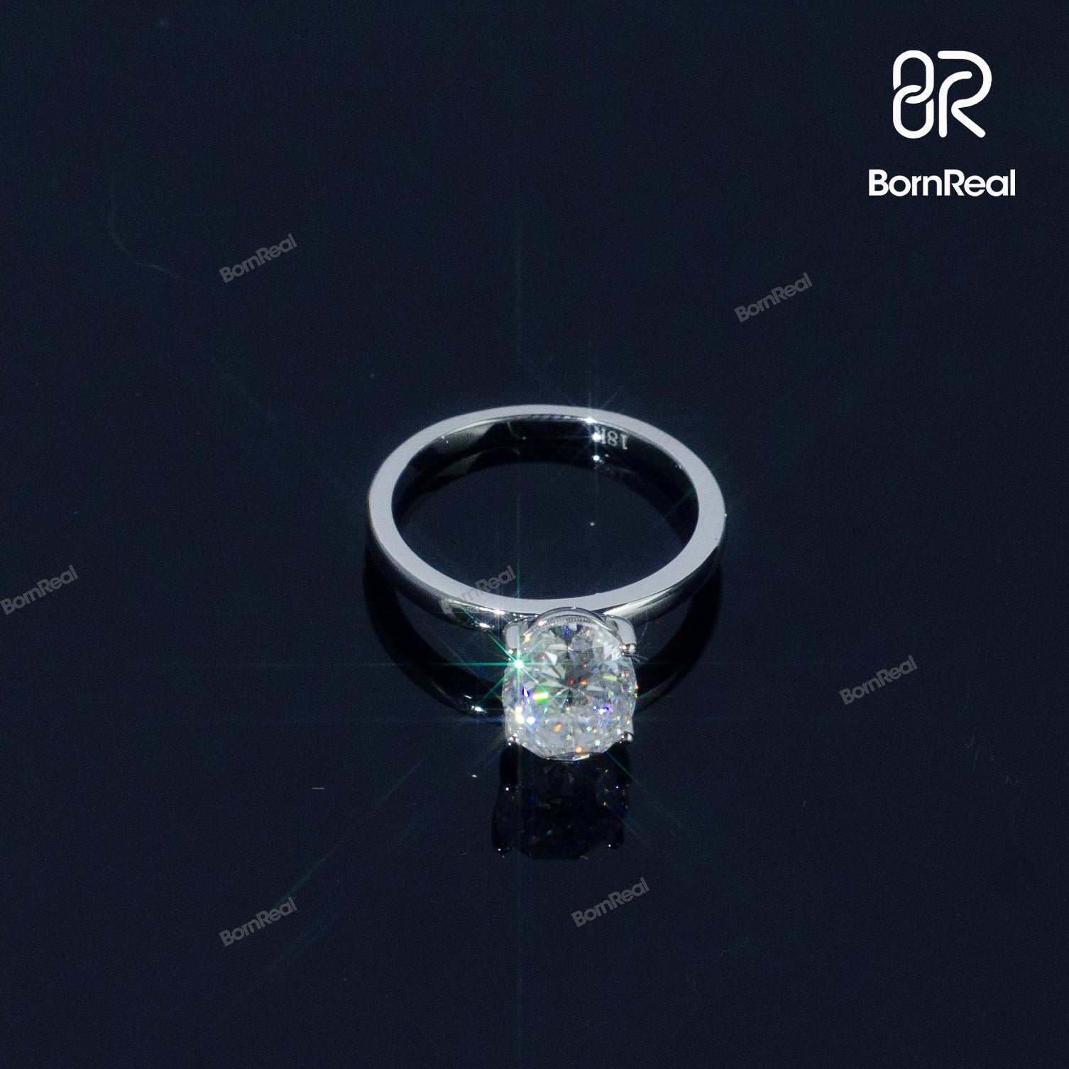 Oval Diamond Solitaire Engagement Ring Wedding Band Bornreal Jewelry