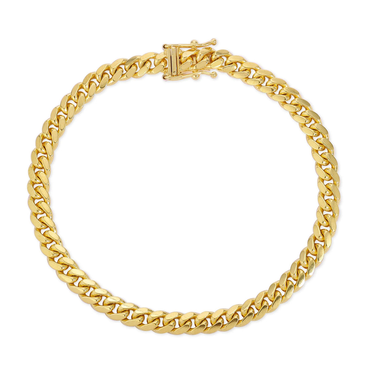 14K Real Gold 5MM Solid Cuban Link Chain Bracelet