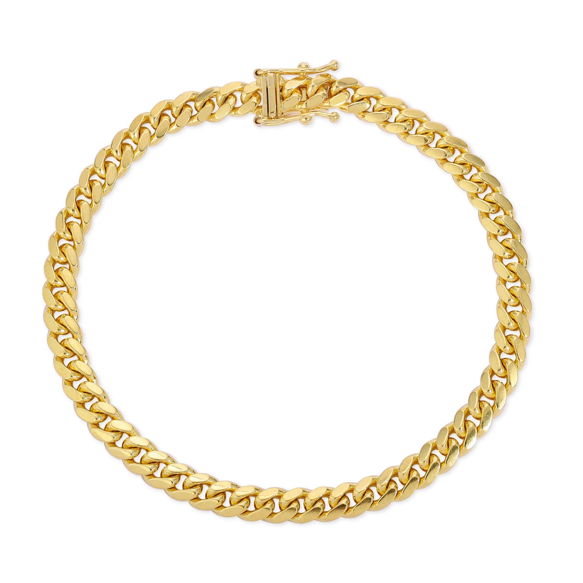 14K Real Gold 5MM Solid Cuban Link Chain Bracelet