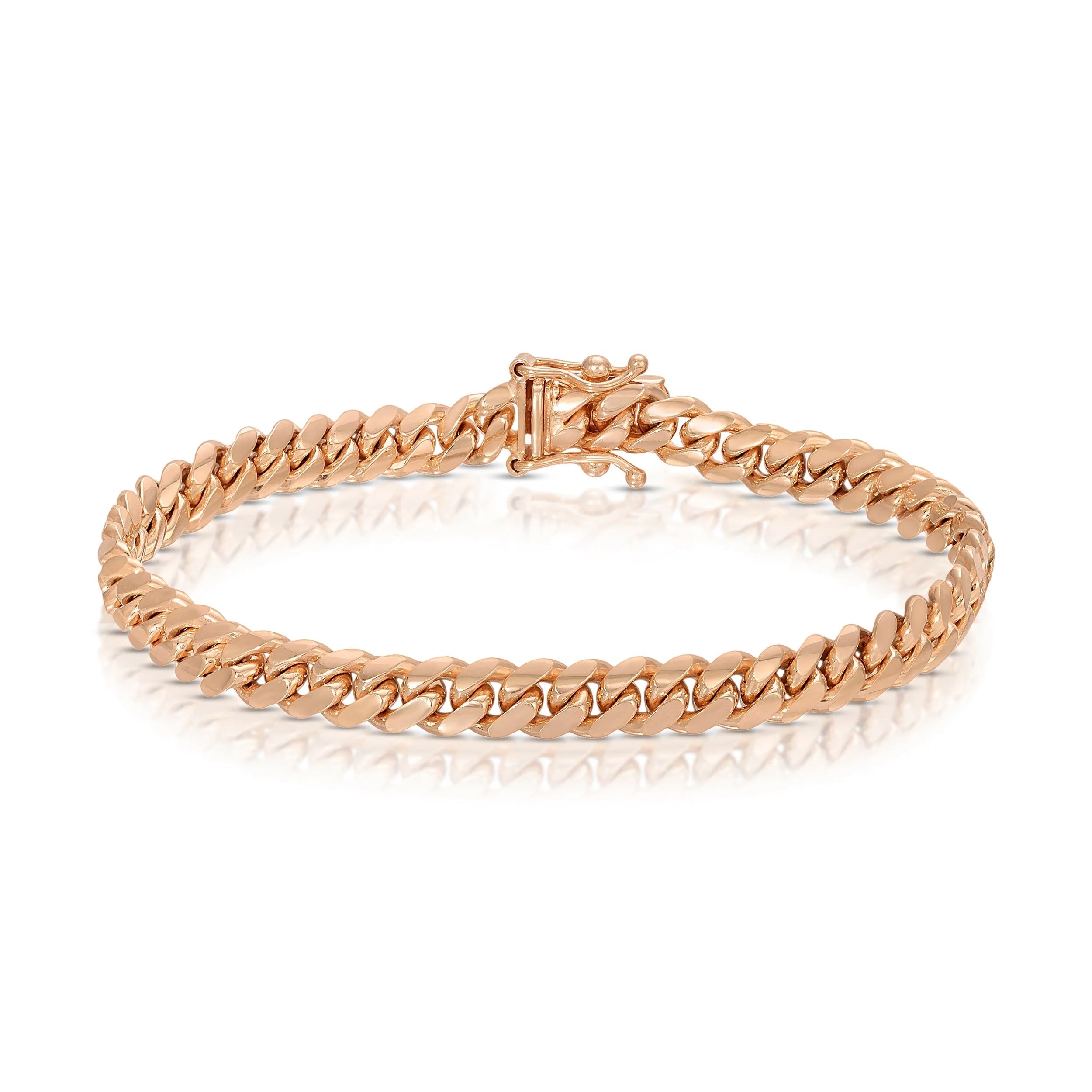 14K Real Gold 5MM Solid Cuban Link Chain Bracelet