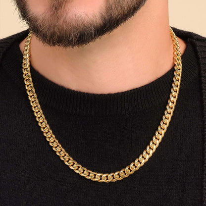 14K Real Gold Hip Hop Hollow Cuban Link Chain 8MM