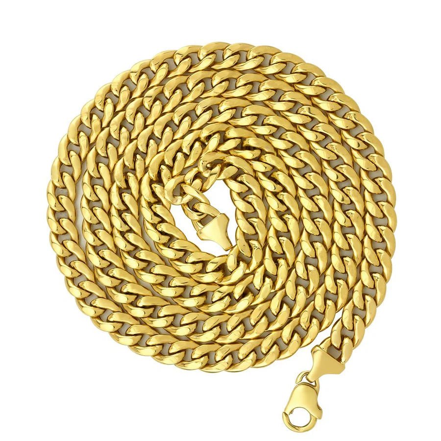 14K Real Gold Hip Hop Hollow Cuban Link Chain 8MM