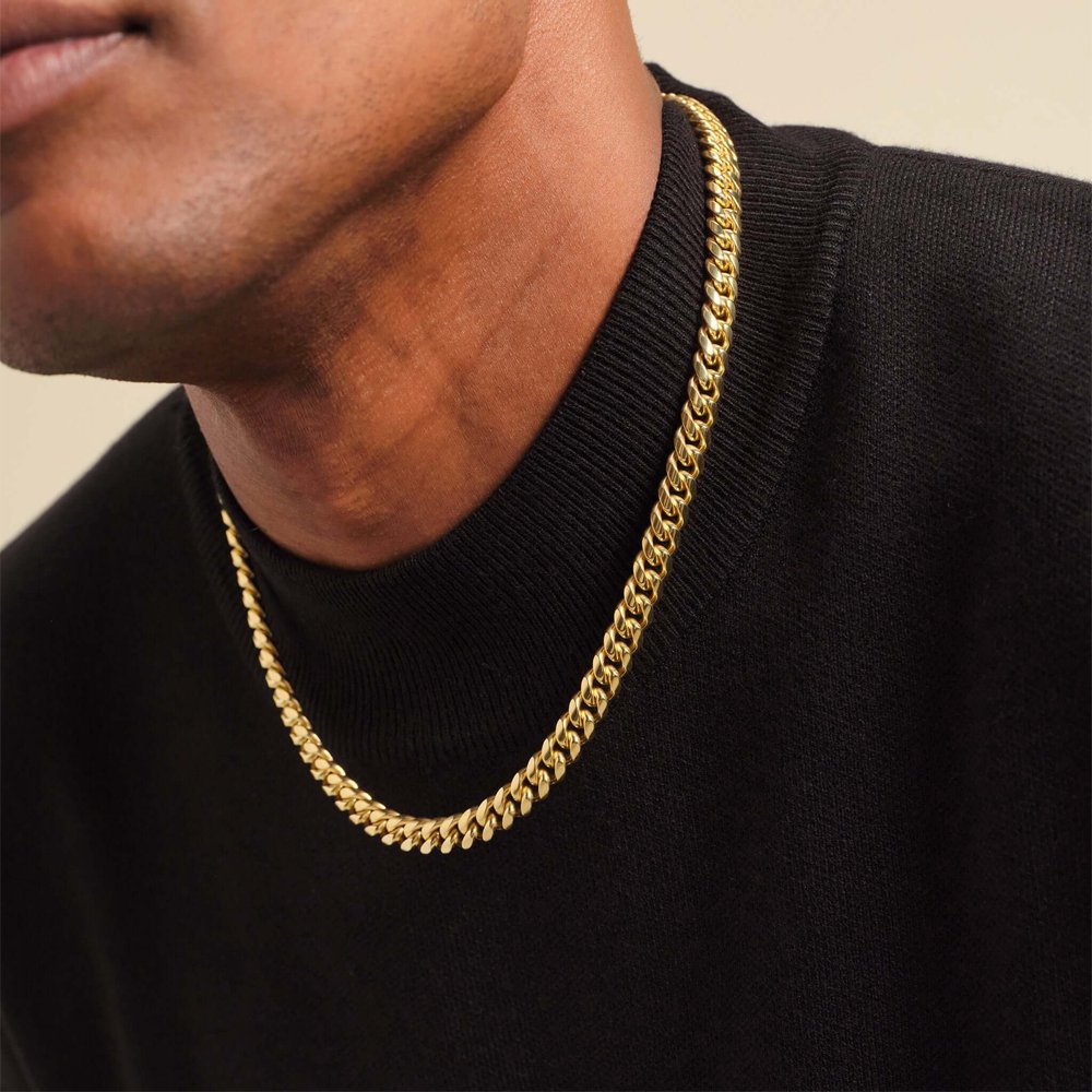 14k Real Gold Hip Hop Solid Cuban Link Chain 8mm