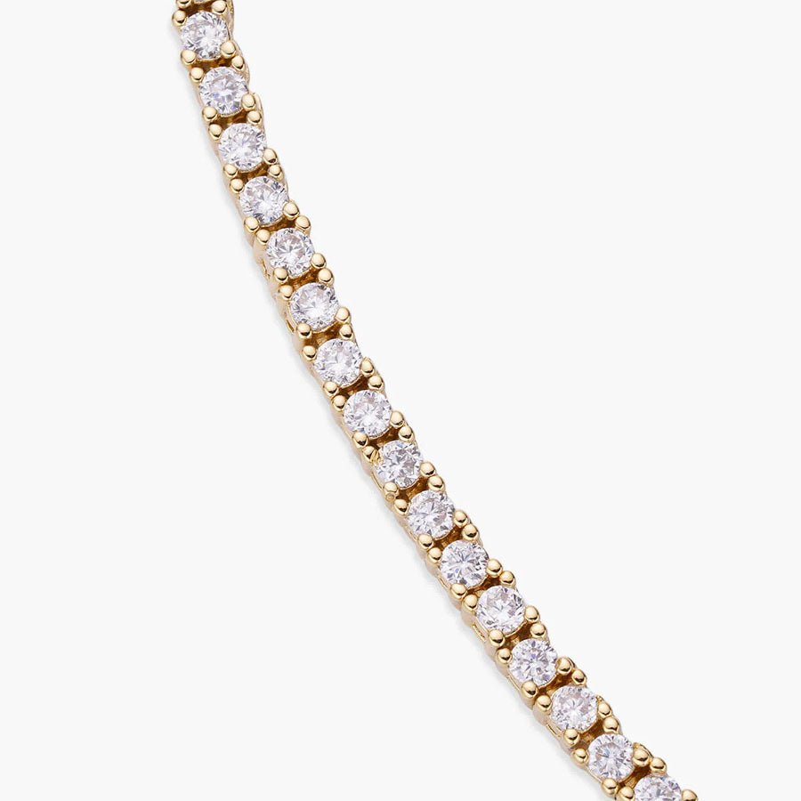 14K Yellow Gold VVS Moissanite Diamond Iced Out Tennis Chain 2MM