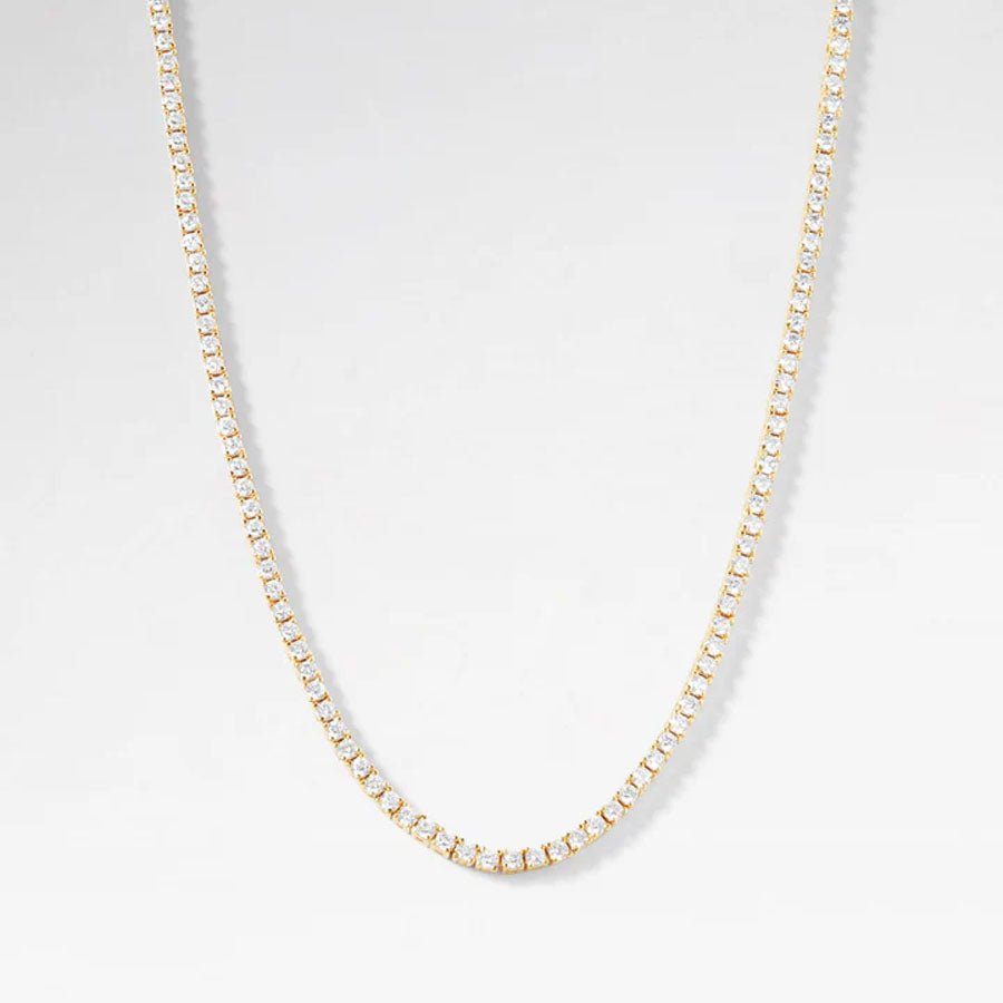 14K Yellow Gold VVS Moissanite Diamond Iced Out Tennis Chain 2MM