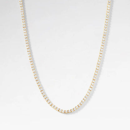 14K Yellow Gold VVS Moissanite Diamond Iced Out Tennis Chain 2MM