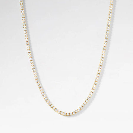 14K Yellow Gold VVS Moissanite Diamond Iced Out Tennis Chain 2MM