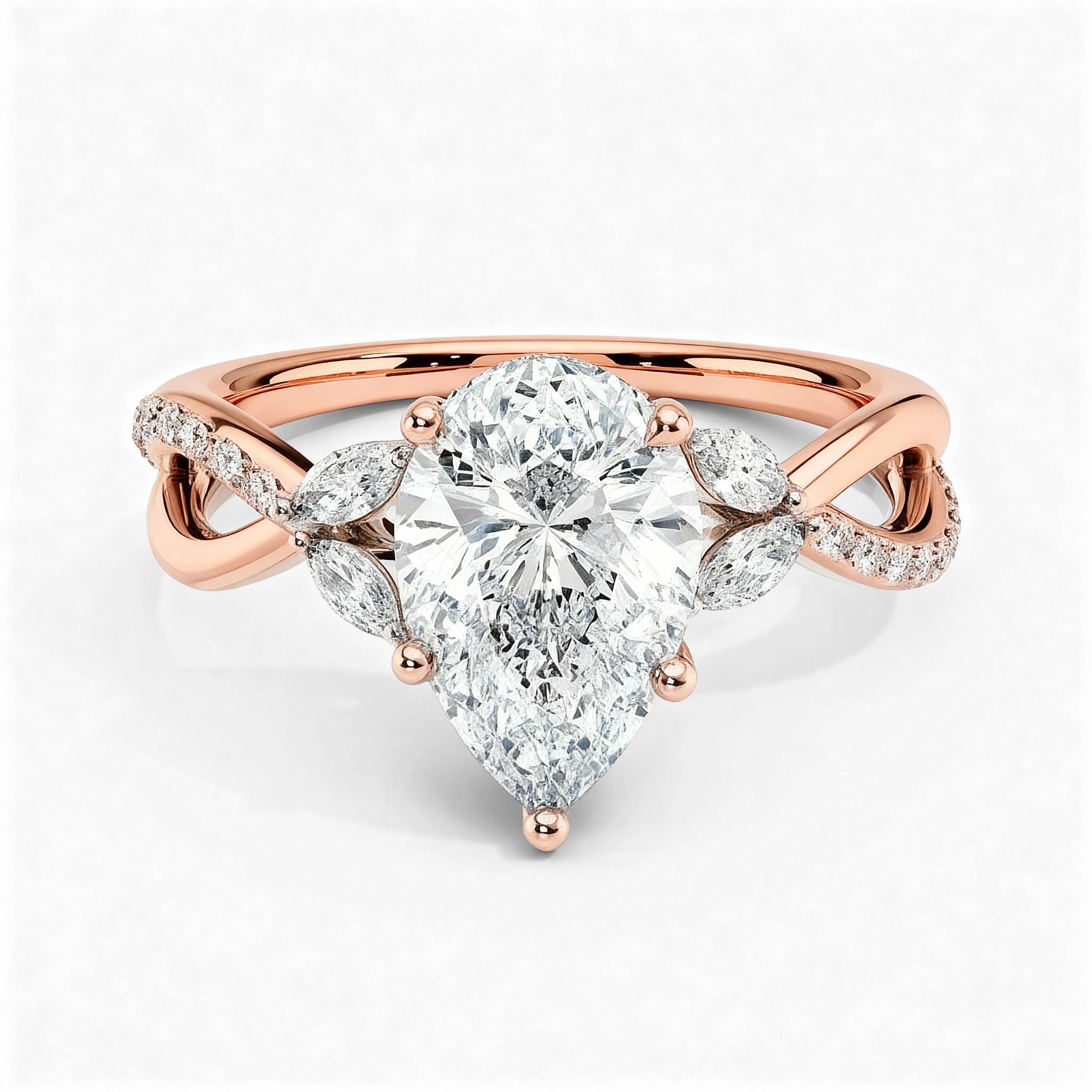 Lab-Grown Diamond Pear Cut Twisted Vine Engagement Ring