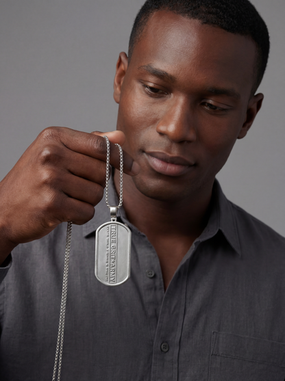 Custom Sterling Silver Logo Dog Tag Pendant