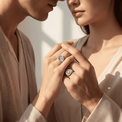 Vintage Fire-Engraved Initial Mother of Pearl Diamond Jewelry Rings