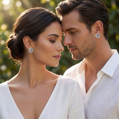 Vintage Fire-Engraved Initial Mother of Pearl Diamond Jewelry Earrings