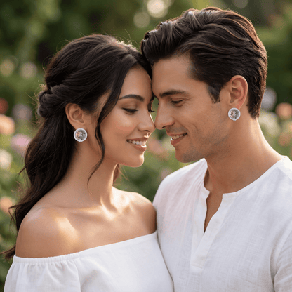 Vintage Fire-Engraved Initial Mother of Pearl Diamond Jewelry Earrings