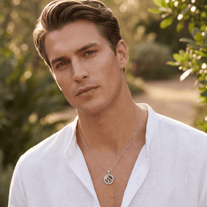 Vintage Fire-Engraved Initial Mother of Pearl Diamond Jewelry Necklaces