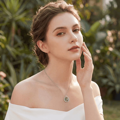 Vintage Fire-Engraved Initial Mother of Pearl Diamond Jewelry Necklaces