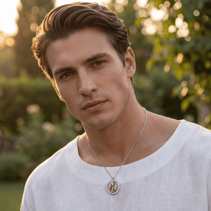 Spinning Vintage Fire-Engraved Initial Mother of Pearl Diamond Jewelry Necklaces