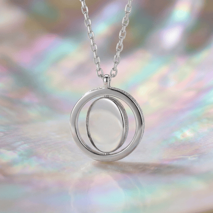 Spinning Vintage Fire-Engraved Initial Mother of Pearl Diamond Jewelry Necklaces